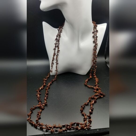 Mocha coco bean beaded african necklace N318 - Picture 1 of 2